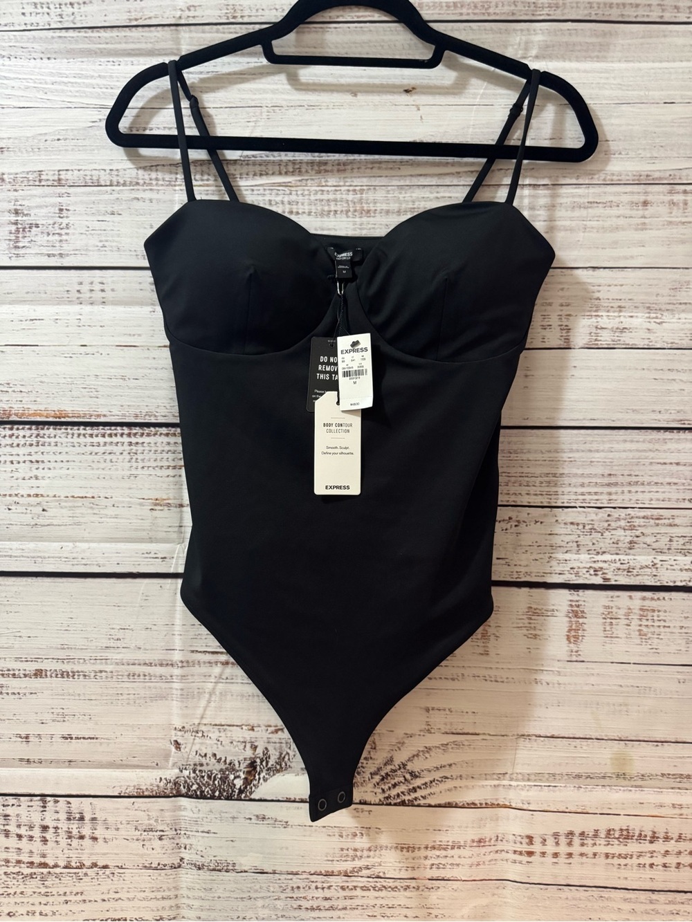 Express Black Body-con Bustier Bodysuit